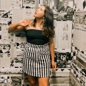 Native Daughters Black and White Paper Bag Denim skirt